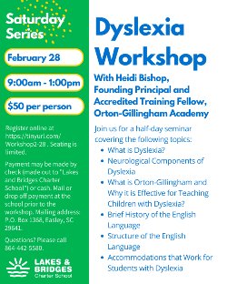 Flyer for Dyslexia Workshop